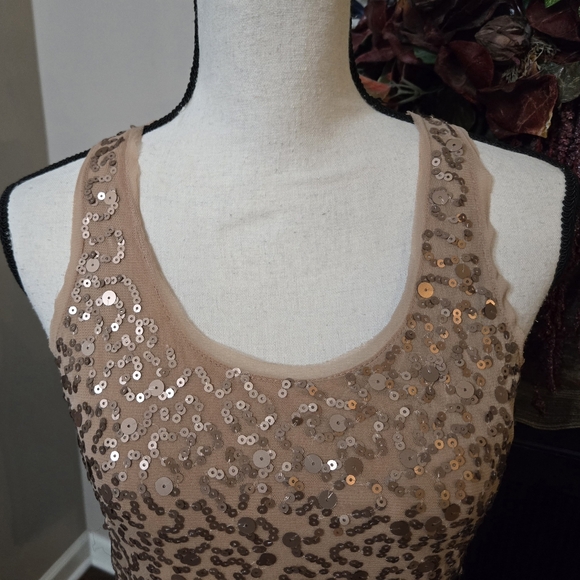 EUC- GOLD SEQUINED RACERBACK DRESS- STUDIO M - Picture 4 of 16